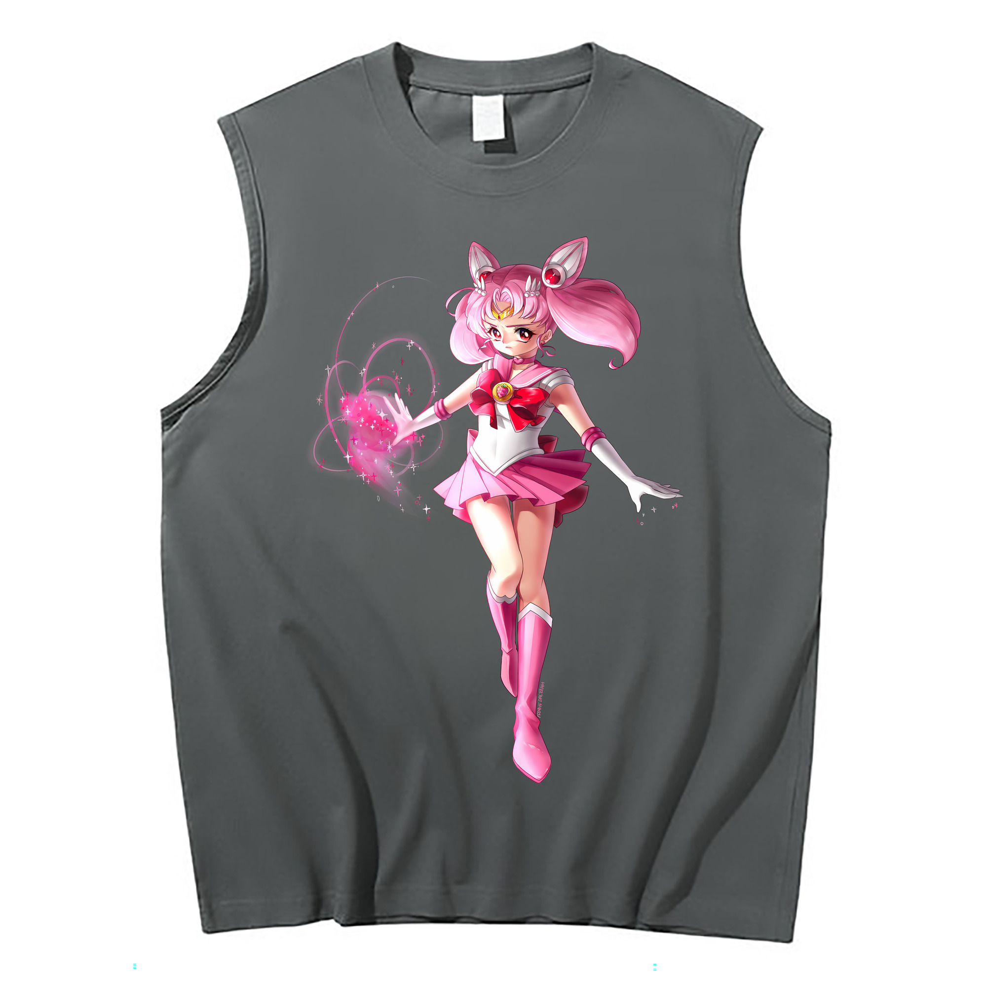 （画像用） 美少女戦士セーラームーン ちびうさ Sailor Moon Chibiusa Tsukino Usagi Small Lady Serenity コットン100％タンクトップ（フロントプリント）